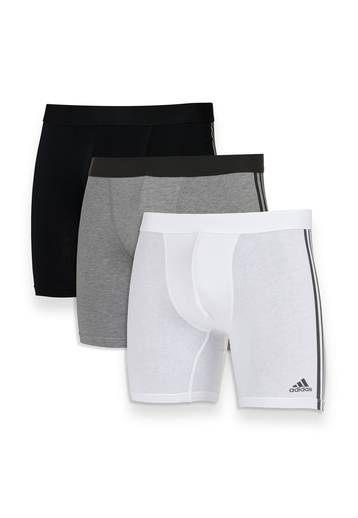 adidas Mens Stretch Cotton Boxer Brief Underwear (3-Pack) 