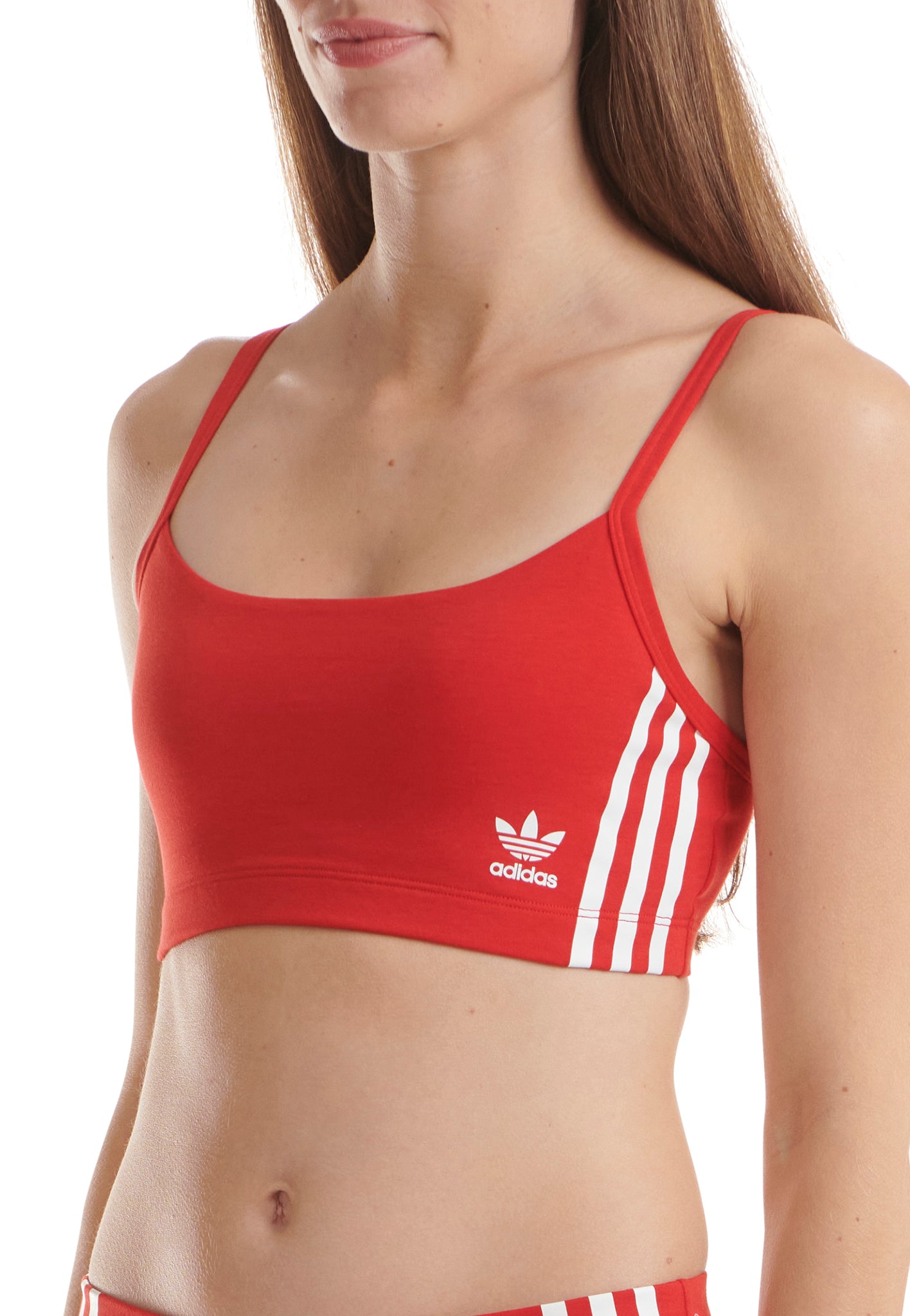 Adidas Sports Underwea Women Crop Bra Bust Holder, plain red